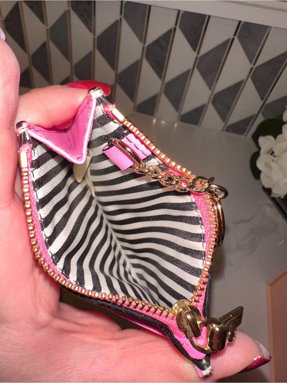 Kate Spade Two Tone Pink Zip Cardholder Keychain Wallet - Picture 4 of 4